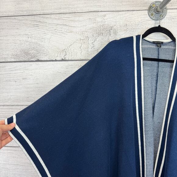 Ann Taylor Women's Navy Knit One Size Throw On Poncho Cardigan - Picture 2 of 7